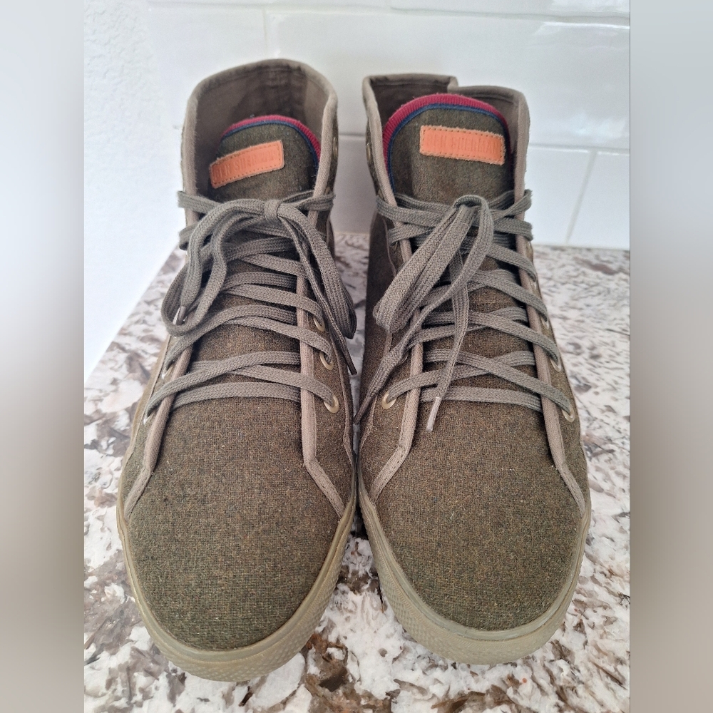 Ben Sherman Khaki Wool‎ High-Top Sneakers Size 12